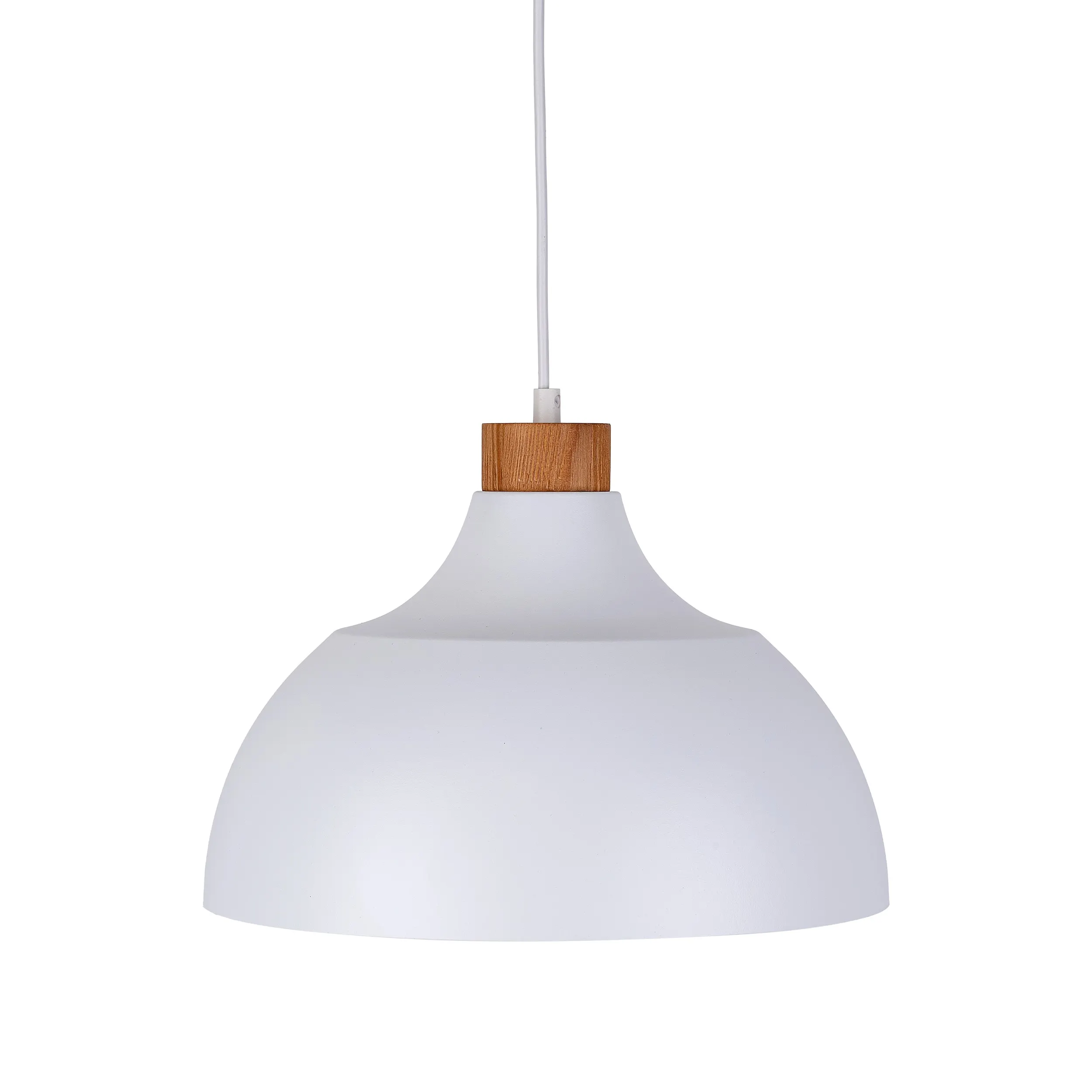 Lampa wisząca CAP biała z drewnianym elementem okrągła 170x34cm - TK_2070