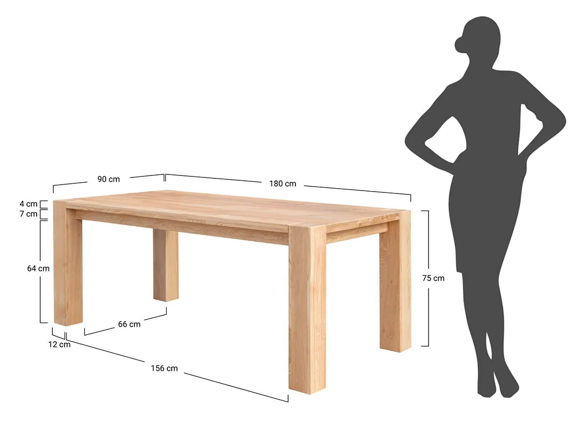 Stół dębowy do jadalni SIENA 180x90 naturalny - SIENA90X180