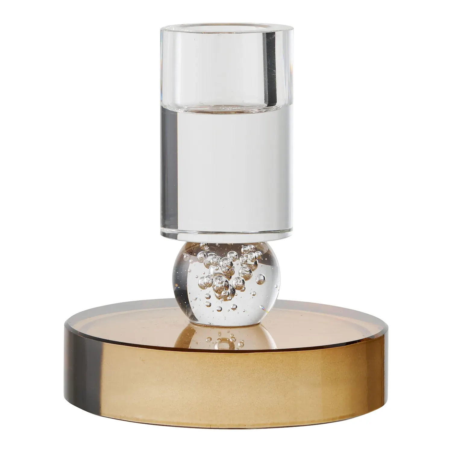 Świecznik szklany CANDLE 8,5x10cm brązowy biały