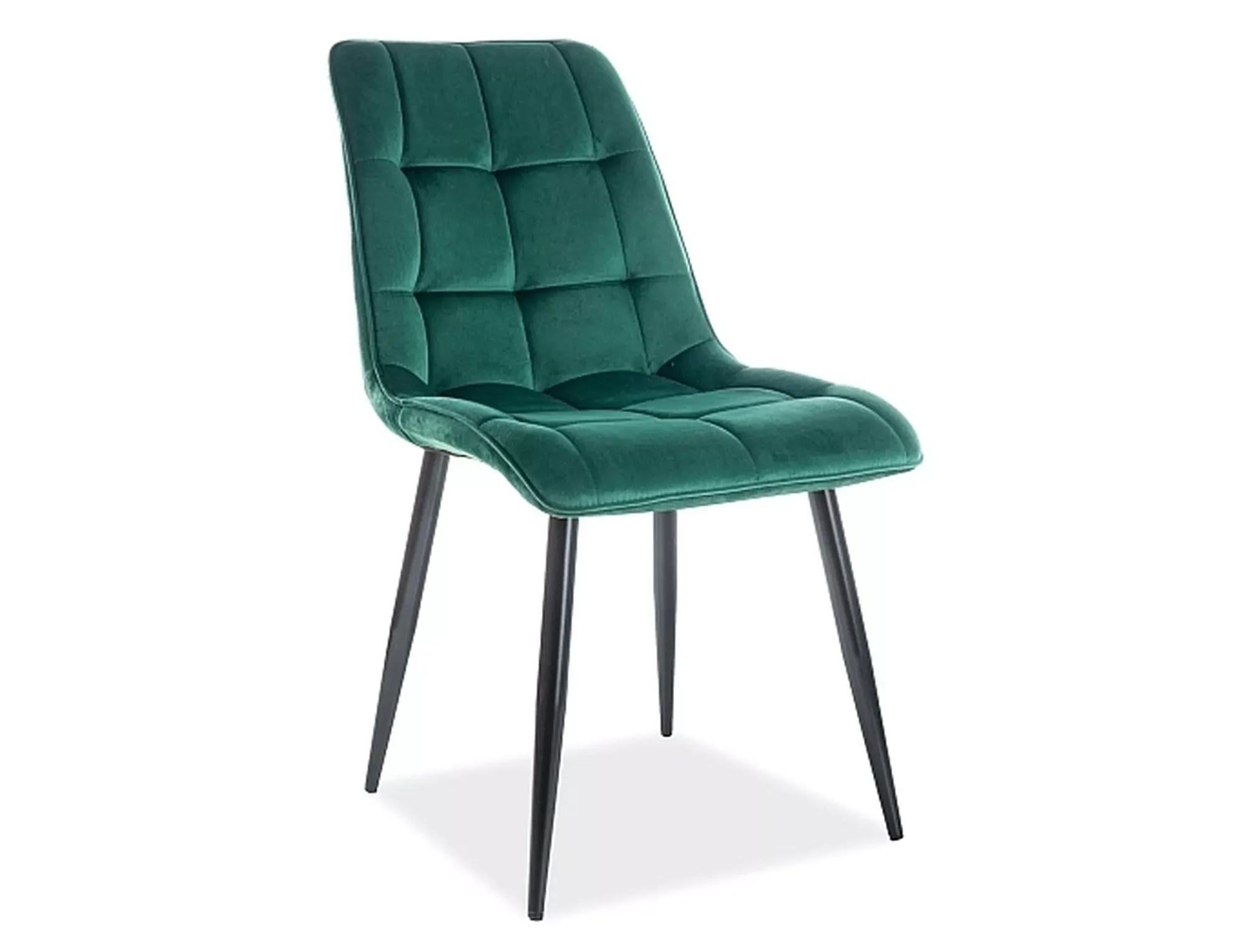 Krzesło tapicerowane CHIC VELVET Bluvel 78 pikowane zielone czarne nogi