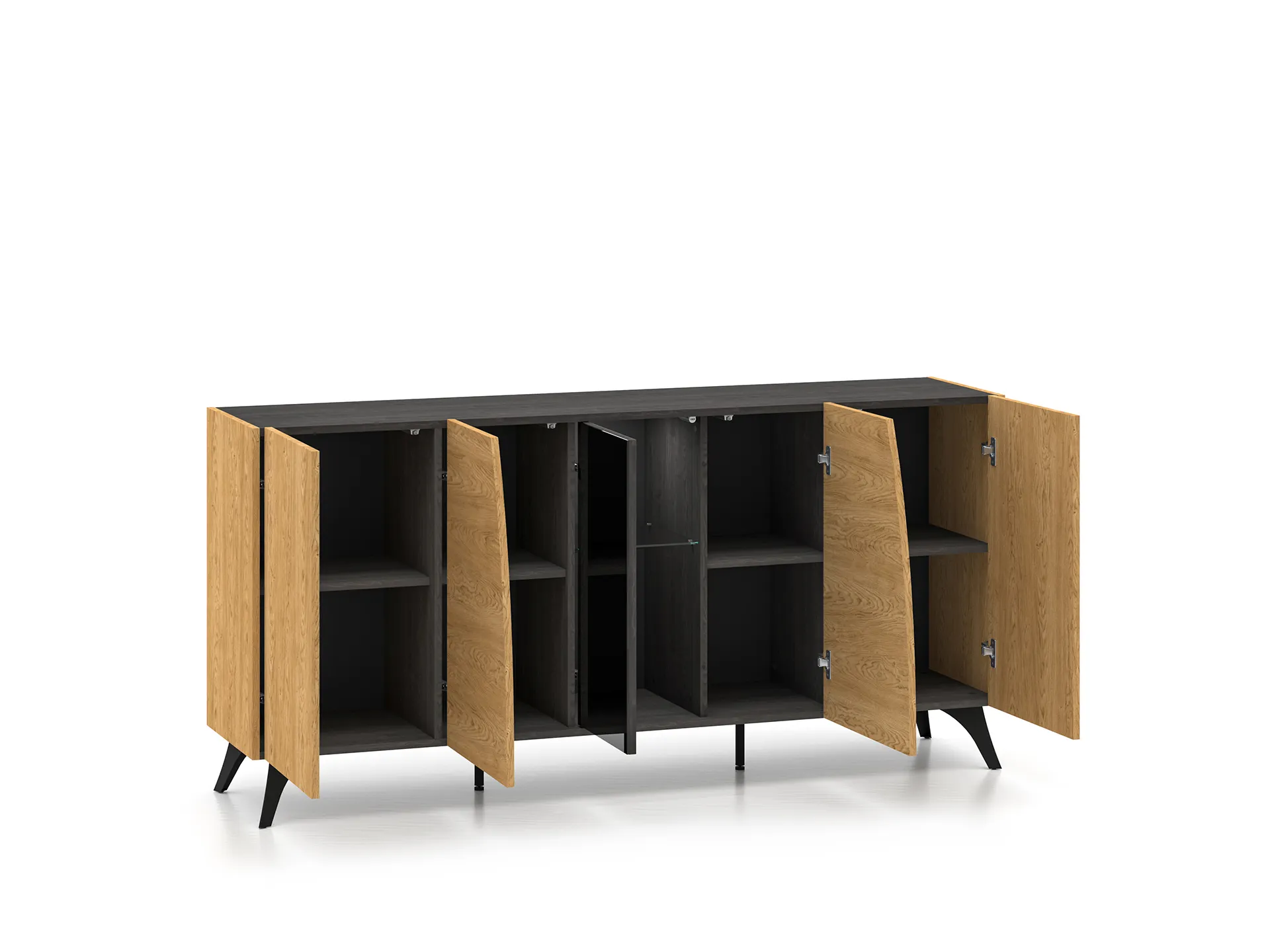 Komoda 5-drzwiowa TOSCANIA 04 dąb baltic dune jesion prestige czarny - 1TOSC04-001