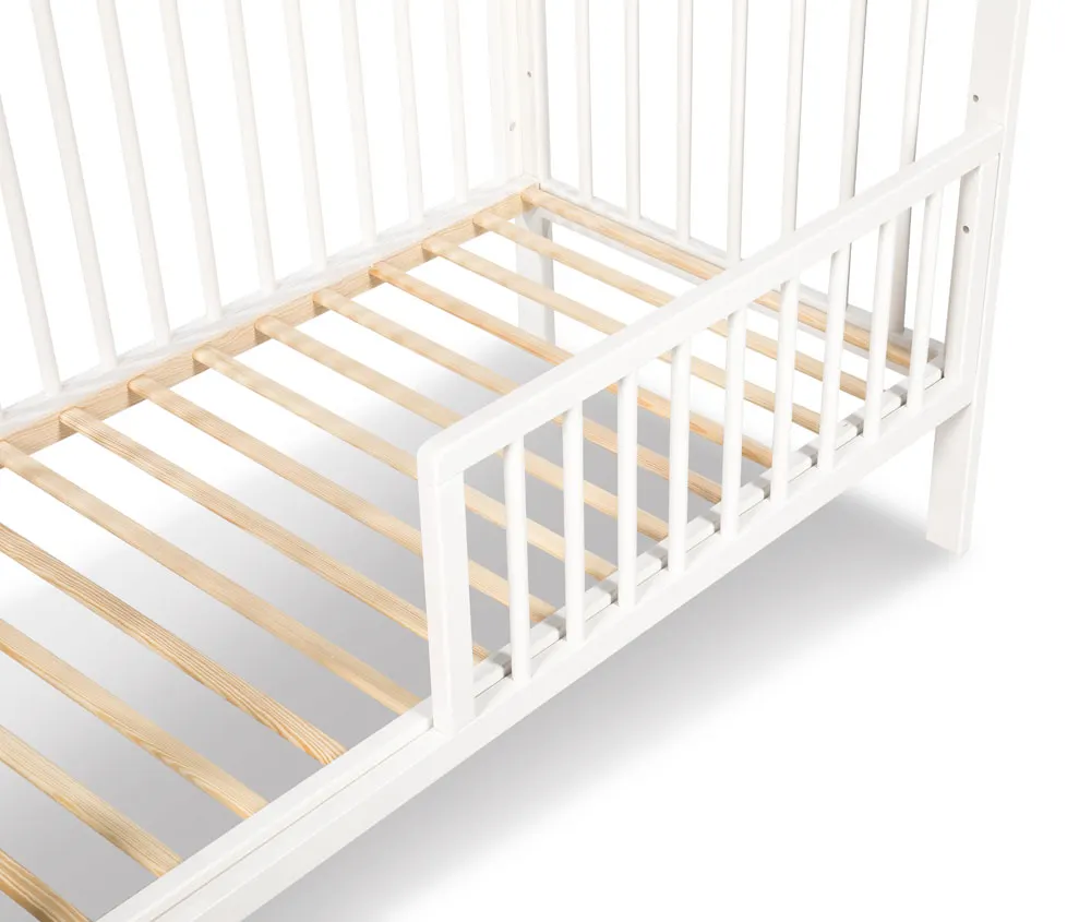 Łóżko niemowlęce dziecięce TIMI 60x120 białe z barierką - TIMI01