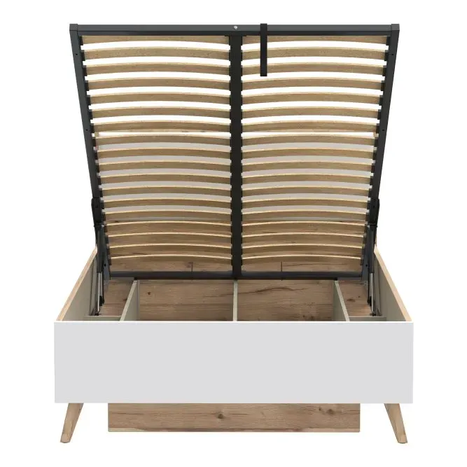 Łóżko z pojemnikiem VANKKA 120 cm dąb, biały - VNKL4122-C338
