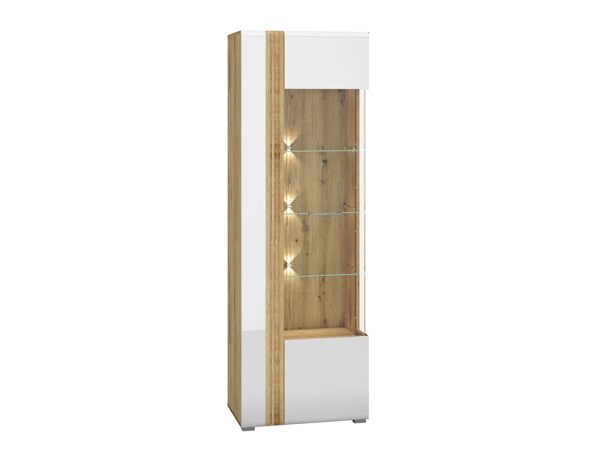 Witryna 1-drzwiowa ADAGIO 02 Prawa dąb castello, biały połysk