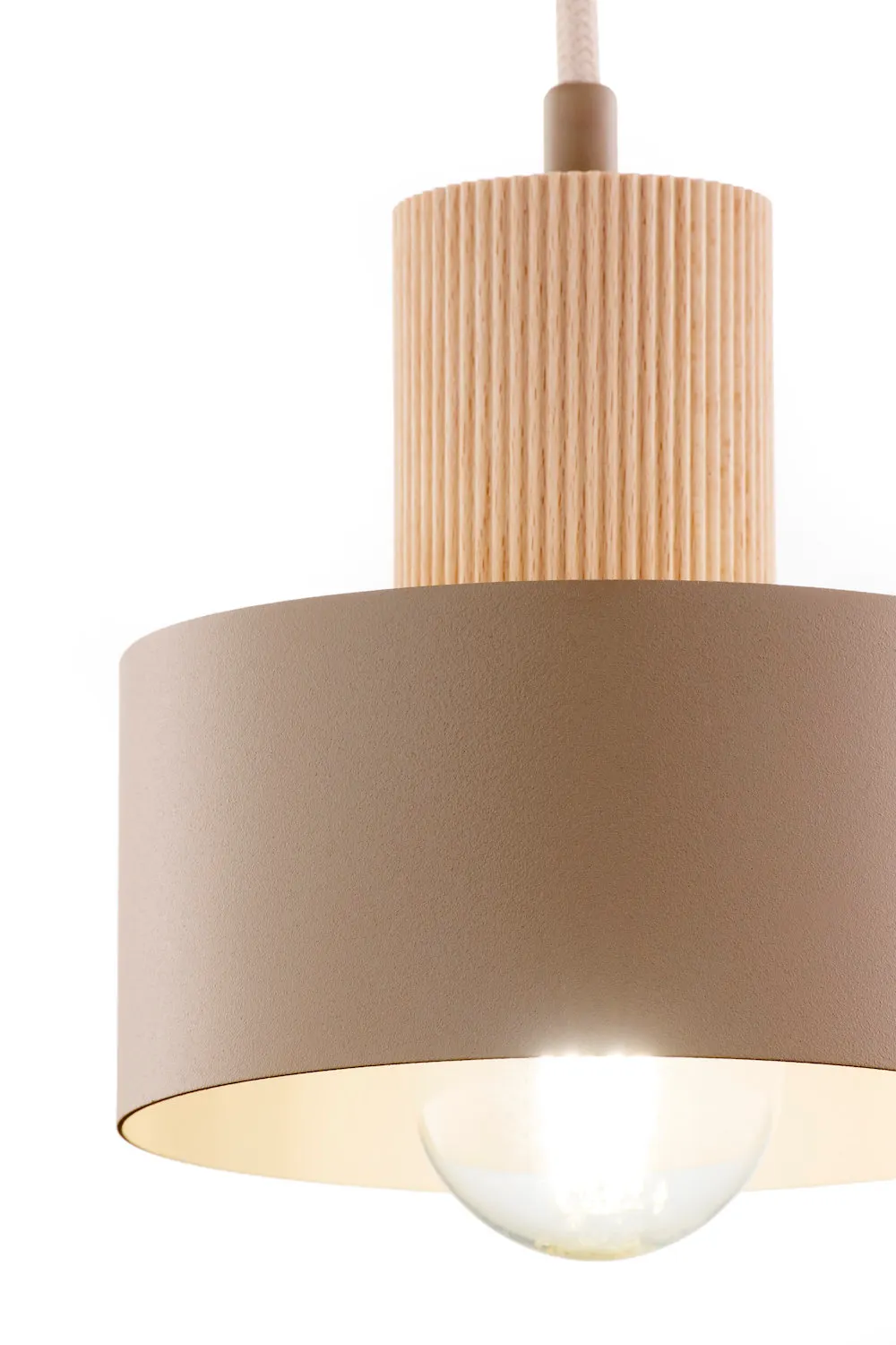 Lampa wisząca RIF WOOD 1 S ciepły beż drewno bukowe — zdjęcie 8