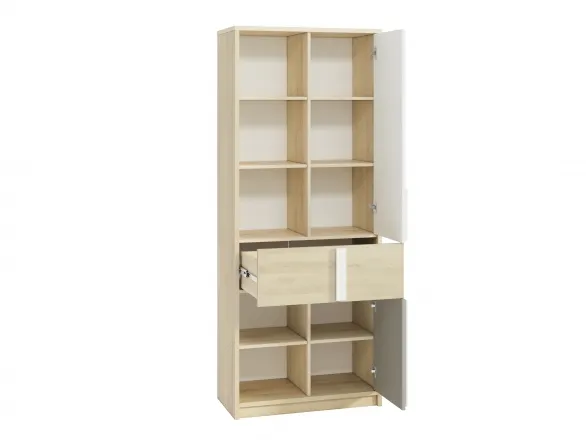 Regał 2-drzwiowy z szufladą DROP 03 buk fjord, biały, szary - 1DROP0301-001