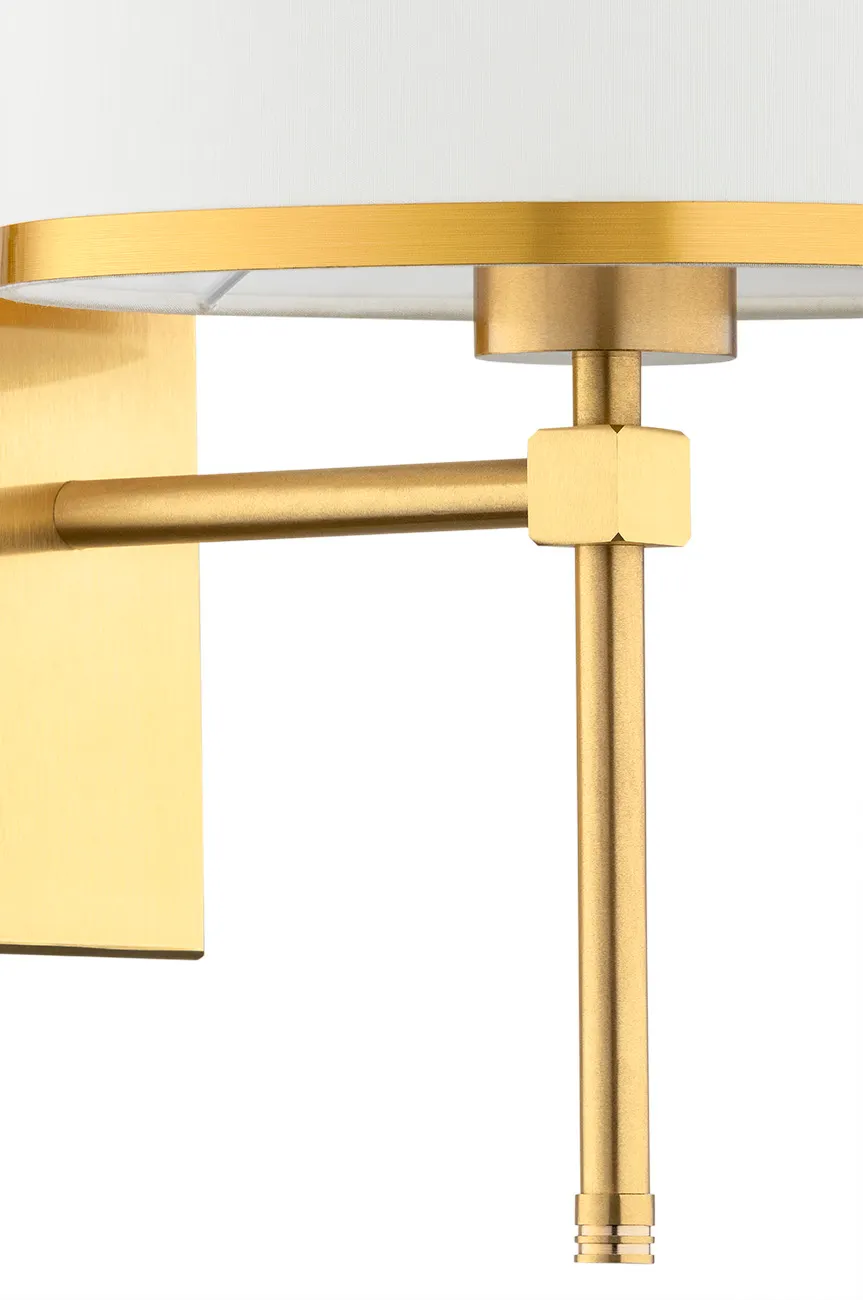 Kinkiet ABBANO mosiądz szczotkowany śmietankowy ze złotym paskiem - 8033