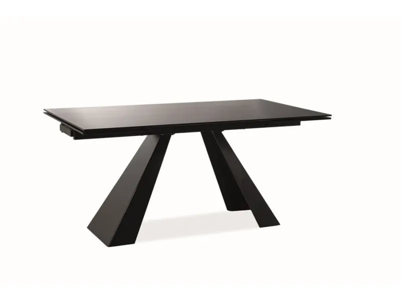 Stół rozkładany SALVADORE 90x160(240) szkło hartowane/metal czarny mat