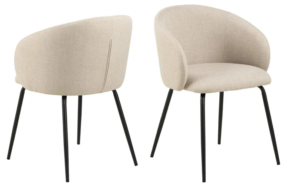 Krzesło beżowe ELEANOR (2-set) czarne nogi Meble, Krzesło