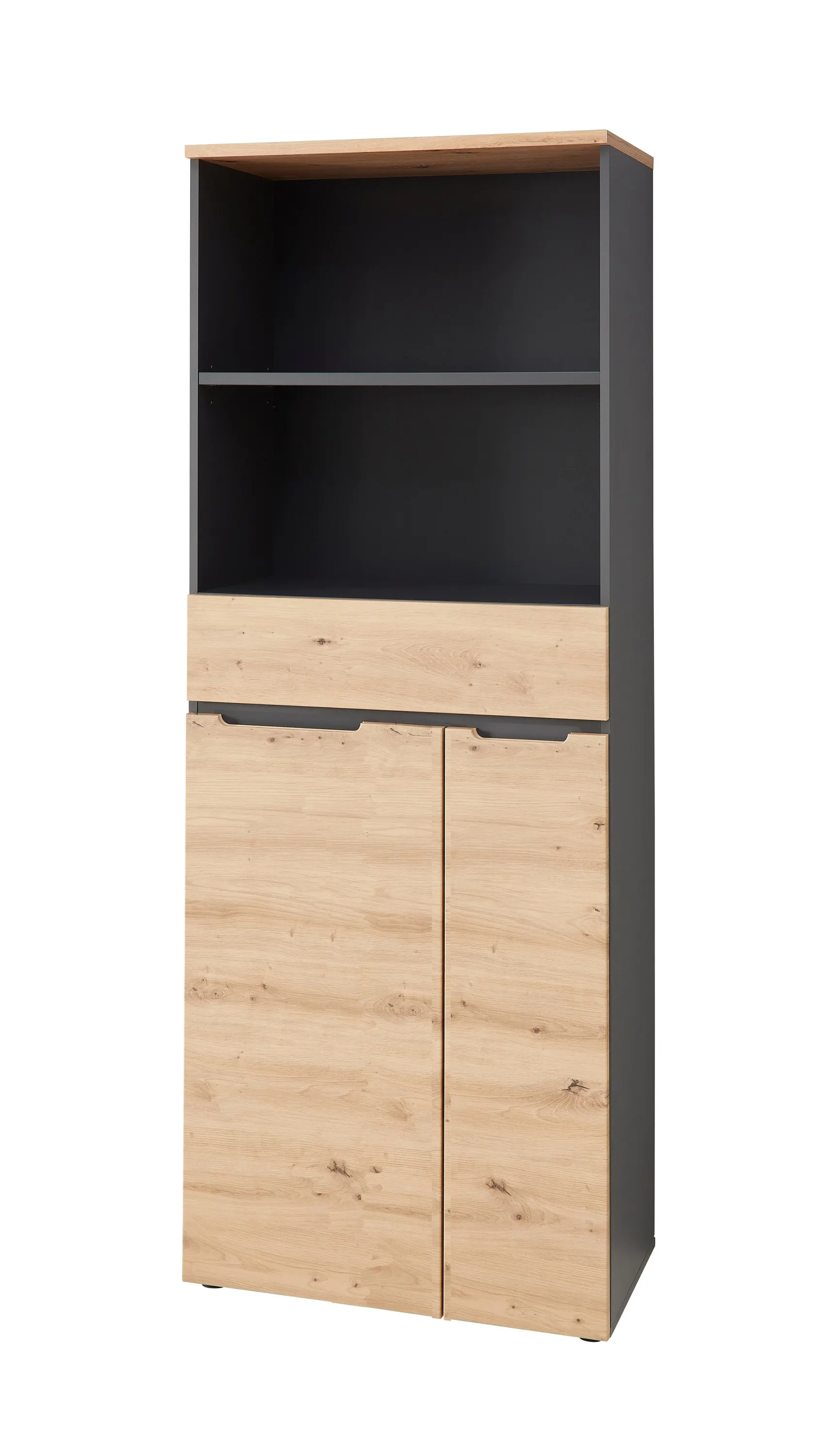 Regał BREGO 2 2-drzwiowy z szufladą dąb artisan antracytowy 197x75x38cm Regał BREGO 2 2-drzwiowy z szufladą dąb artisan antracytowy 197x75x38cm