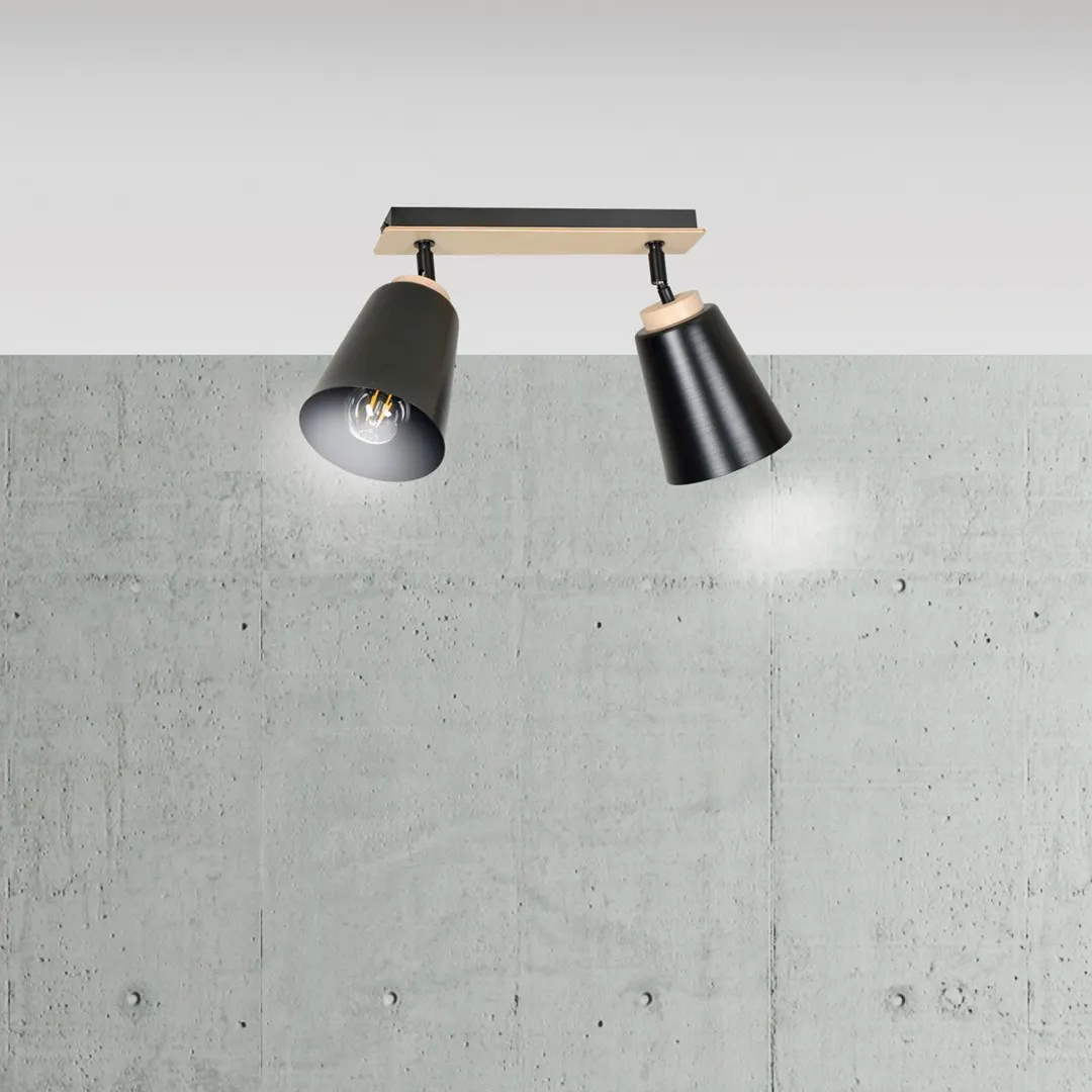 Lampa sufitowa ATLAS 2 czarny naturalny — zdjęcie 3