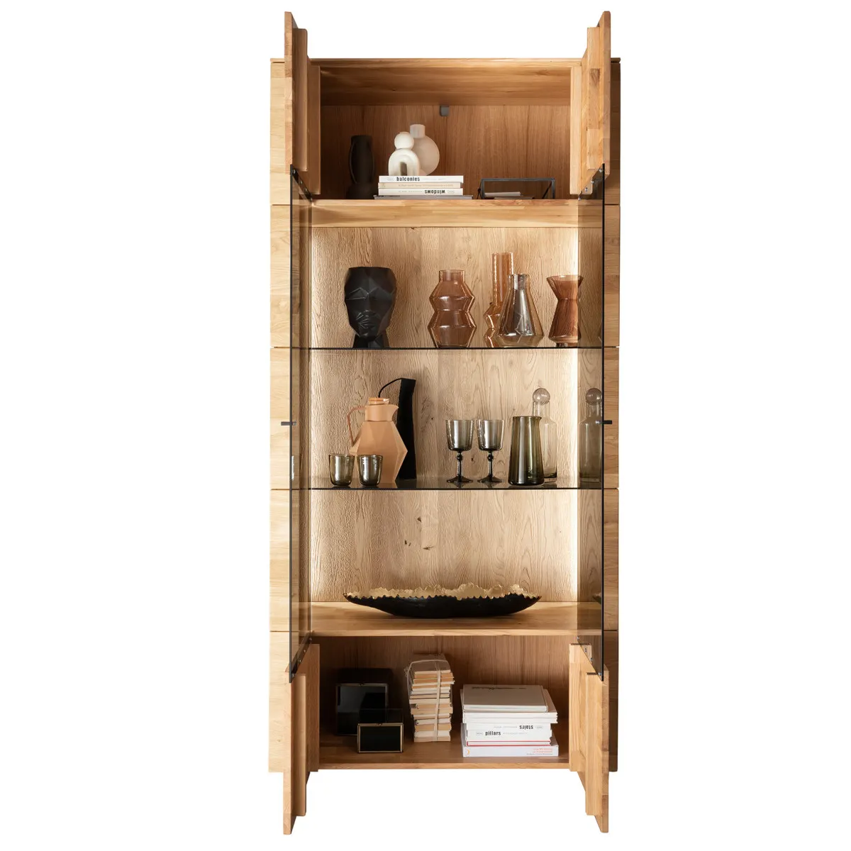 Witryna dębowa PRESENT 99x207 z oświetleniem led - GK_103623020202