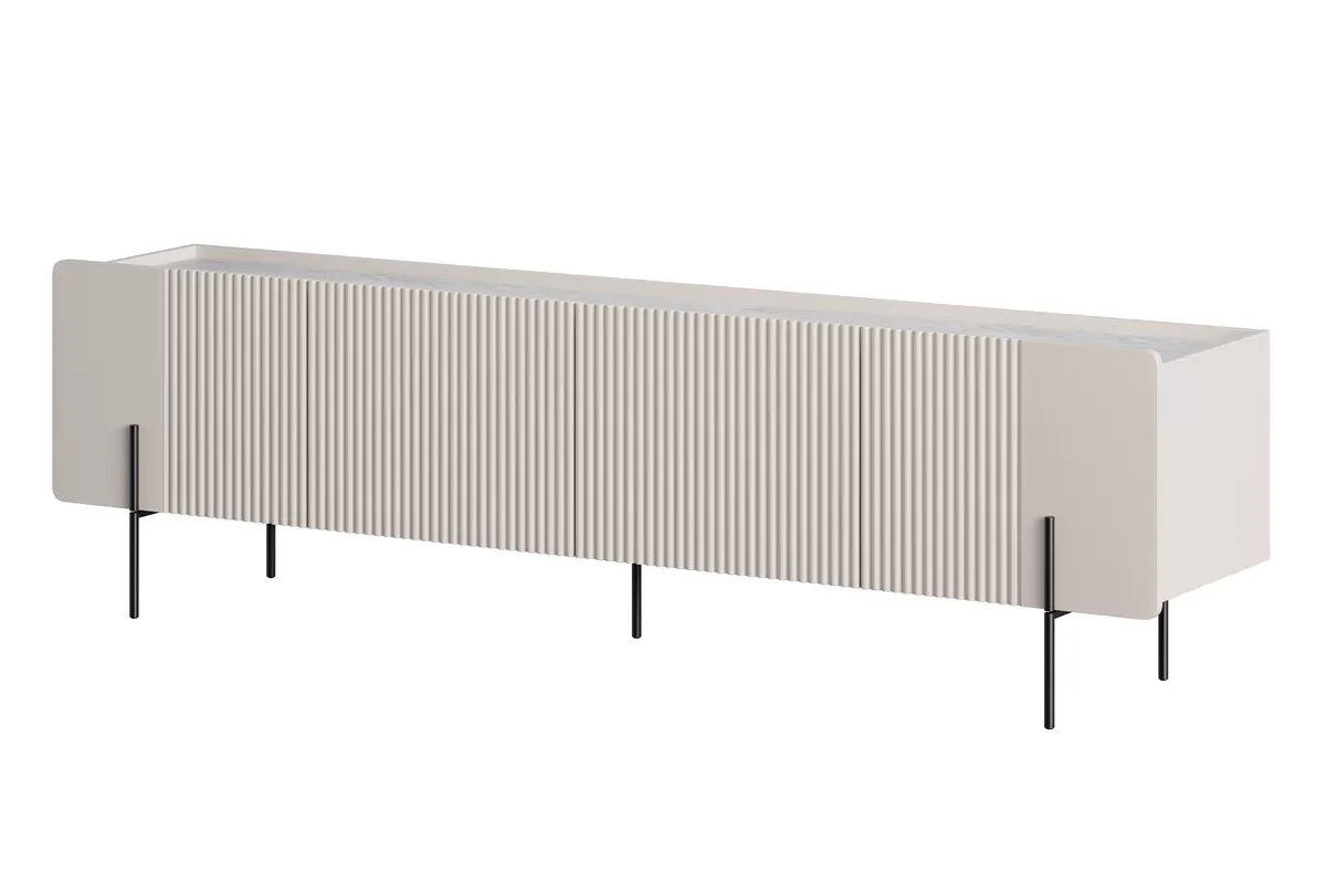 MALMI Szafka RTV 200 2D2SZ - cashmere / crema bianca / czarne nogi