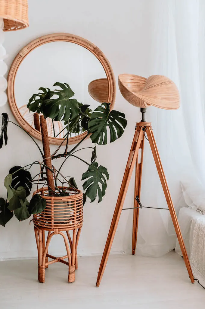 BAMBUSOWA LAMPA ELLE STOJAK DREWNIANY - MMLS01