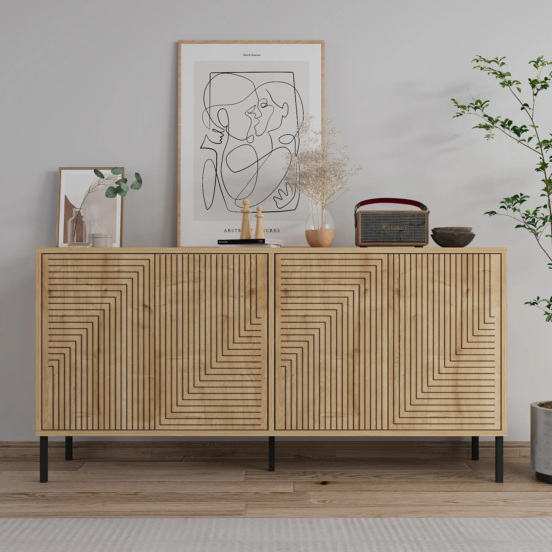 Komoda 4-drzwiowa EVOLET 150 cm dąb sapphire