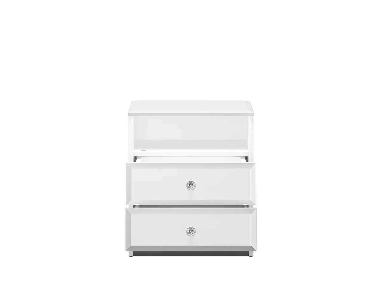 Szafka nocna z 2 szufladami i półką GLAMOUR 04 - biały połysk - 1GLAM04-001