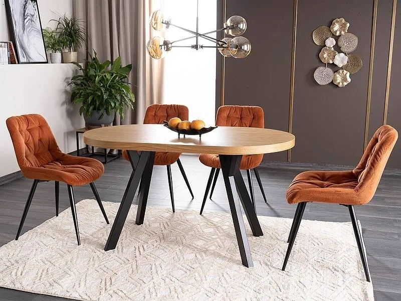 Stół rozkładany DOMINGO II 80x140-272 dąb stelaż czarny - DOMINGO2DC140