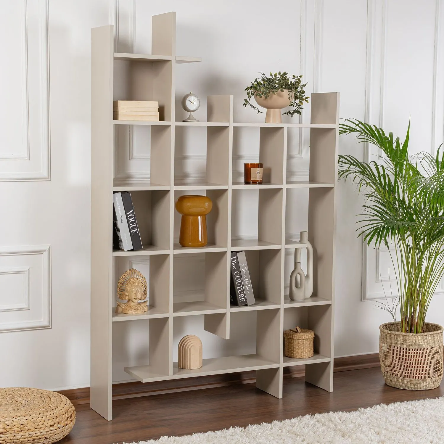 Regał wysoki MANCO 122 cm beż piaskowy - ASI_855DTE3786