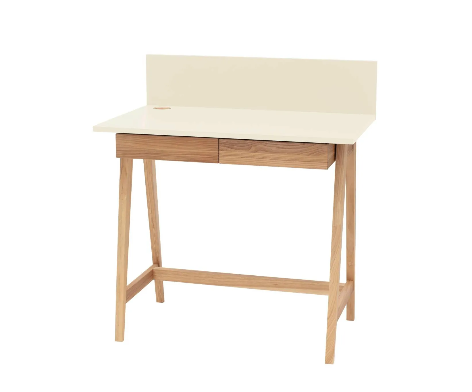 Biurko z szufladami i panelem LUKA 85x50 kremowe/jesionowe nogi Biurko, Meble, Tabela, Komputer, Elektronika