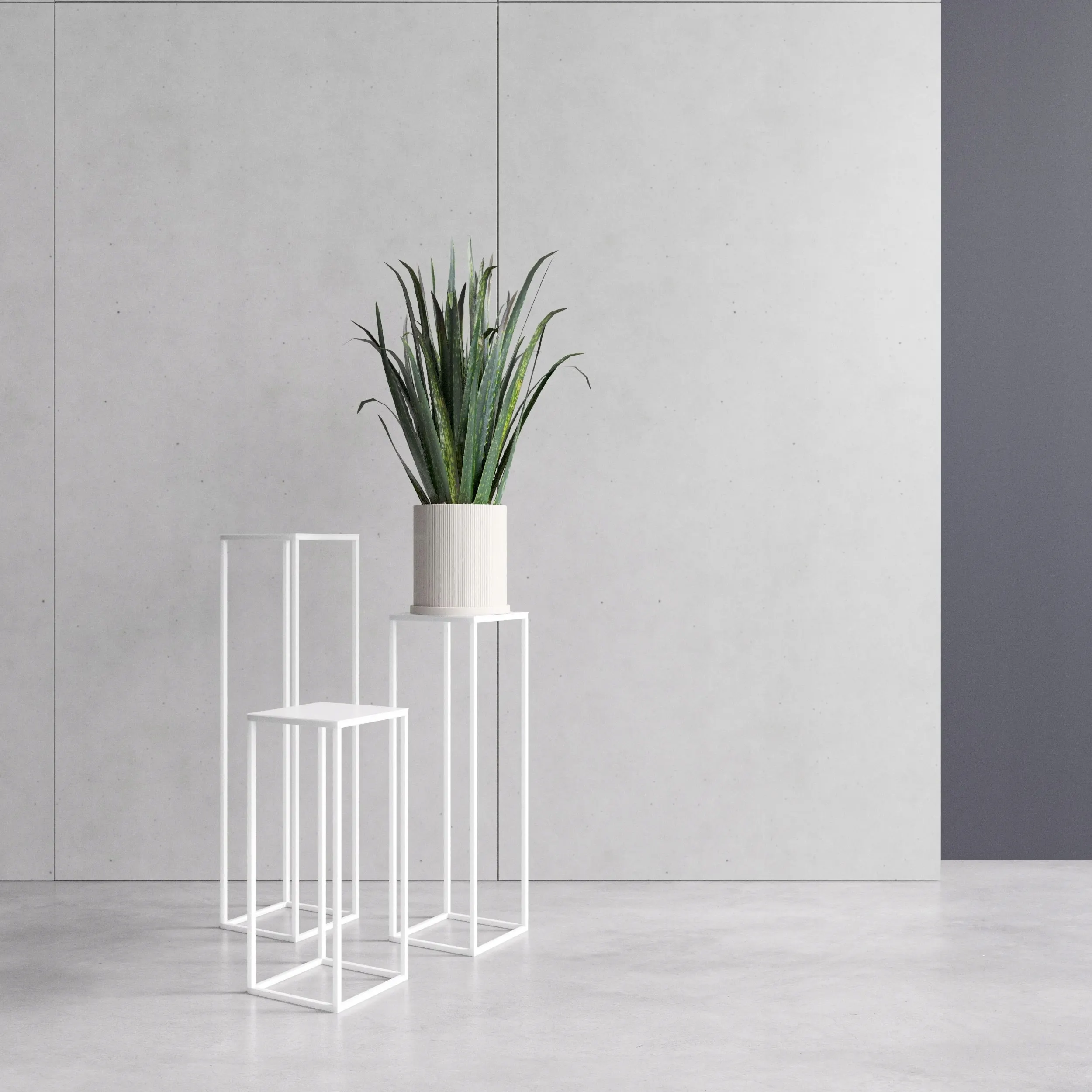 Kwietnik stojący metalowy EVRON L biały - LD_TZ000092