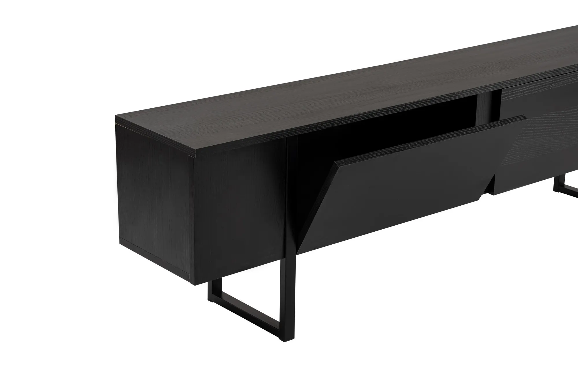 Szafka RTV 2-drzwiowa SERENITY 180 cm czarna czarny stelaż