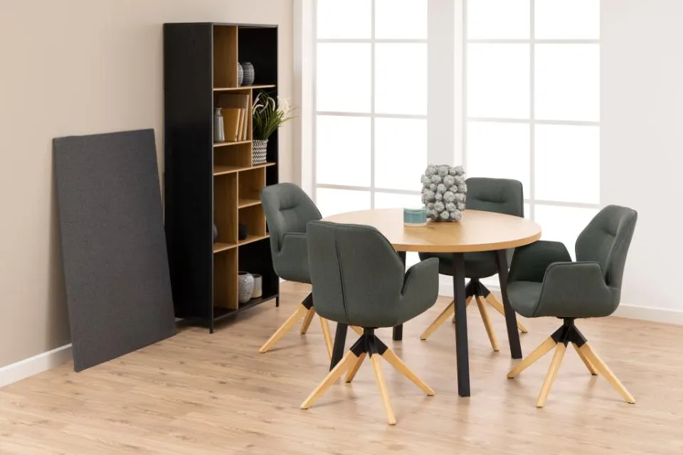 Krzesło obrotowe z podłokietnikami SPRING Ciemnoszary, Naturalny - 0000090269