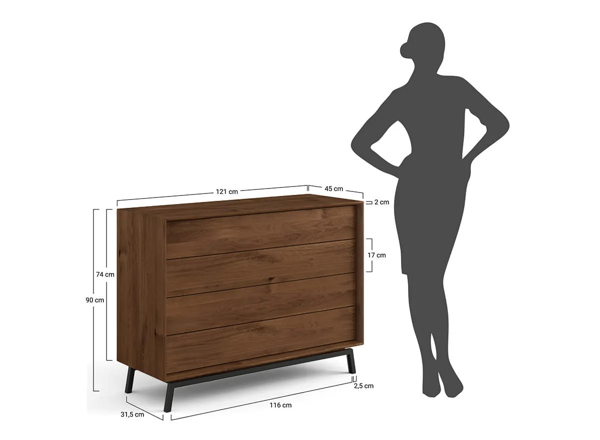 Komoda MODERN LOFT z 4 szufladami - tabacco - PLMOL04DT