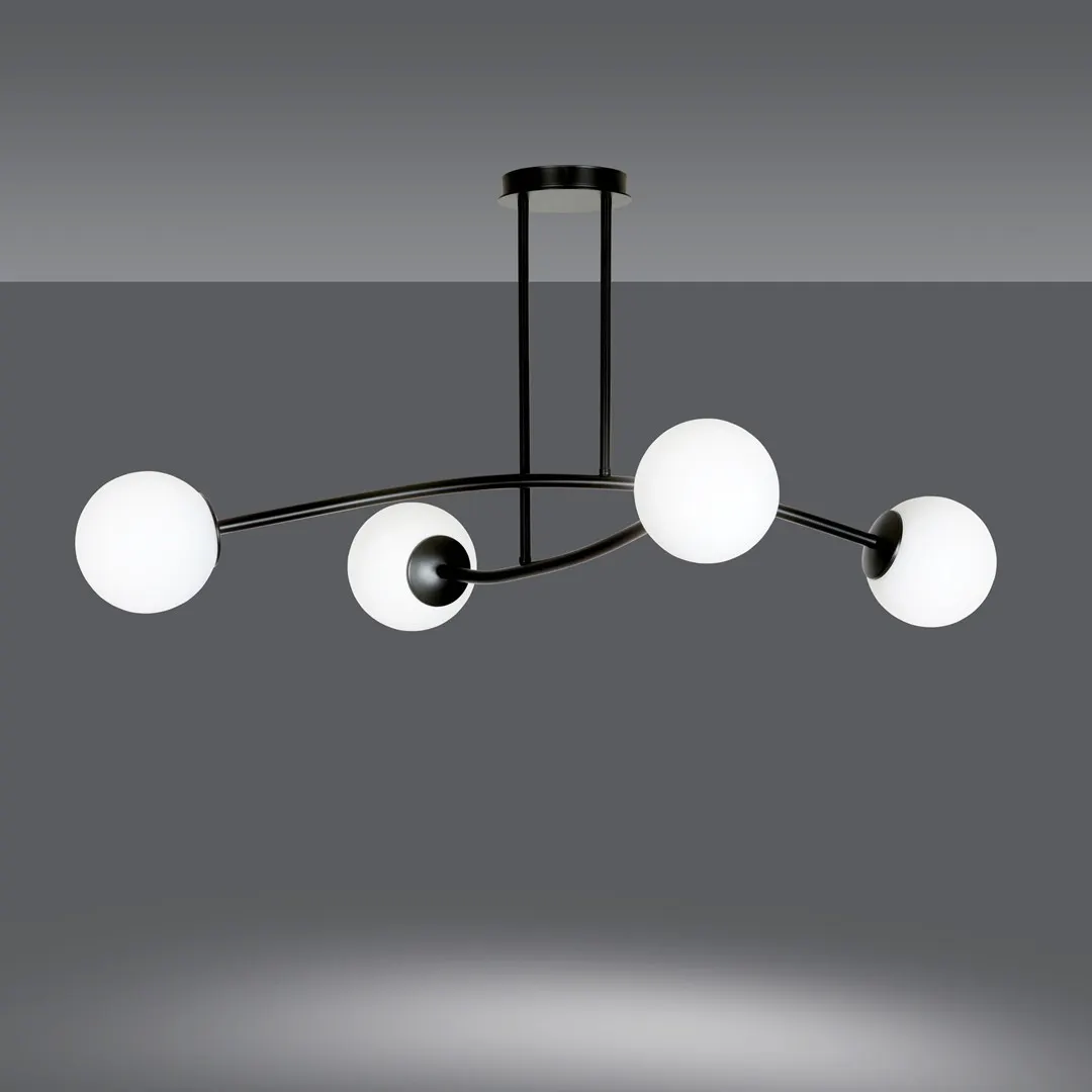 Lampa wisząca HALLDOR 4 czarny biały — zdjęcie 2