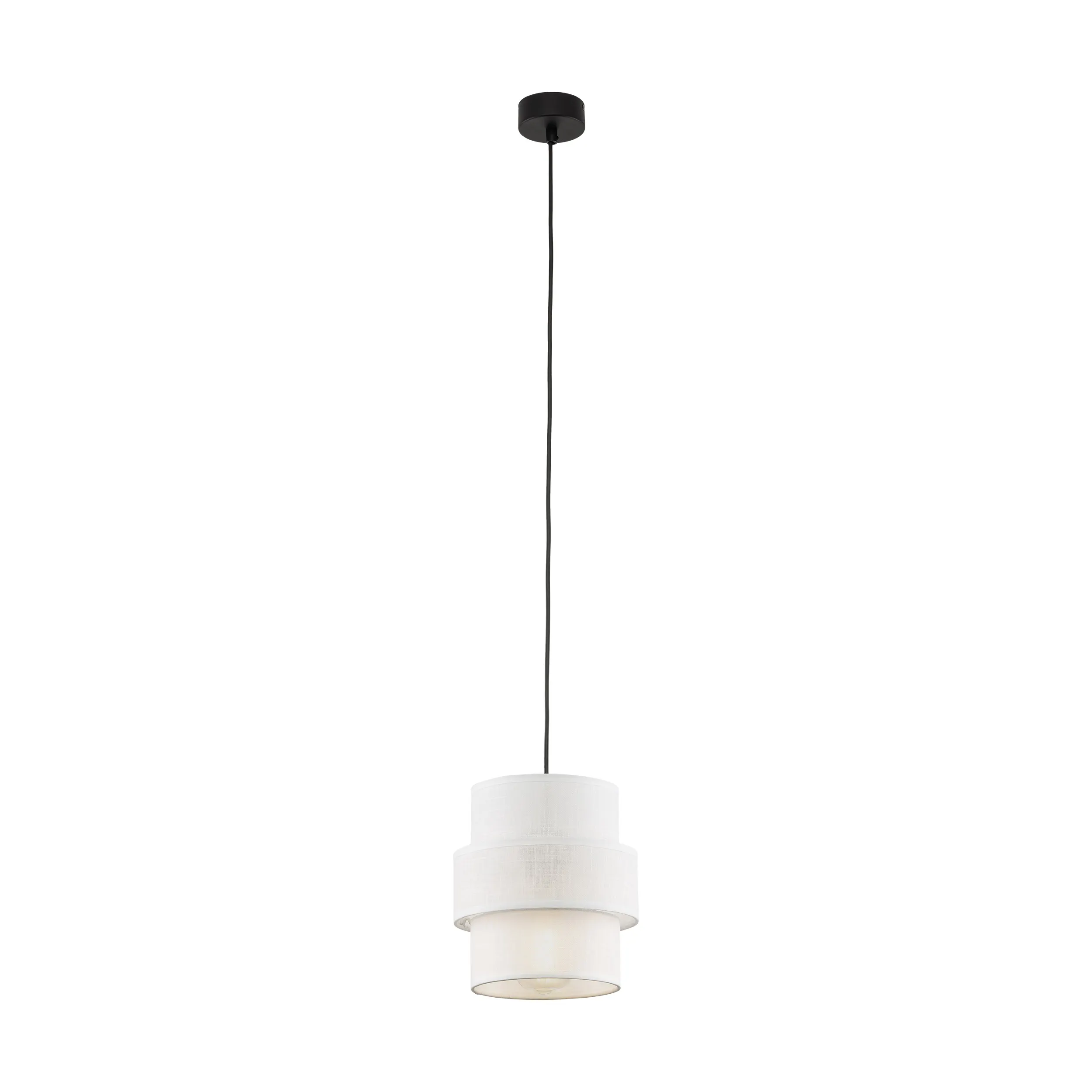 Lampa wisząca CALISTO czarna z białym kloszem z tkaniny 160x20cm