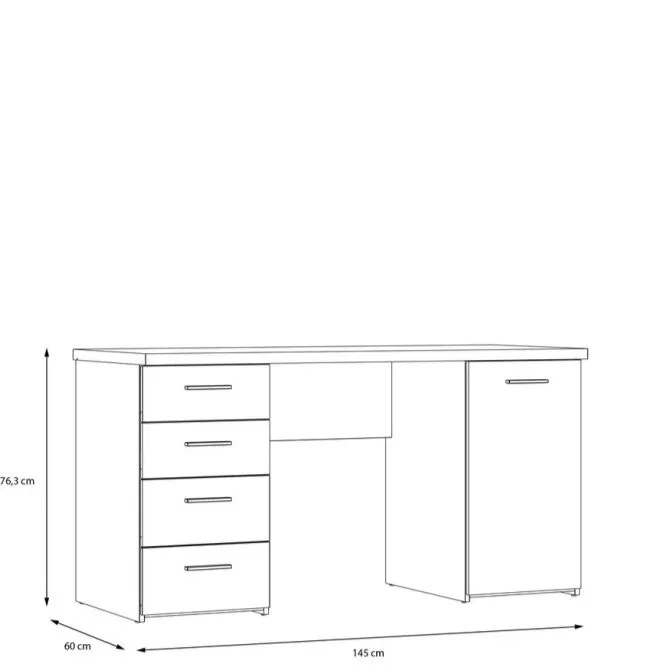 Biurko NET106 z szafką i 4 szufladami - biały - MT926-Z12M