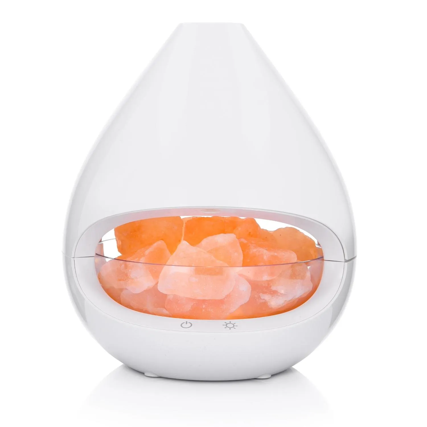 nawilżacz, dyfuzor, sól kamienna, pomarańczowe kamienie, światło LED