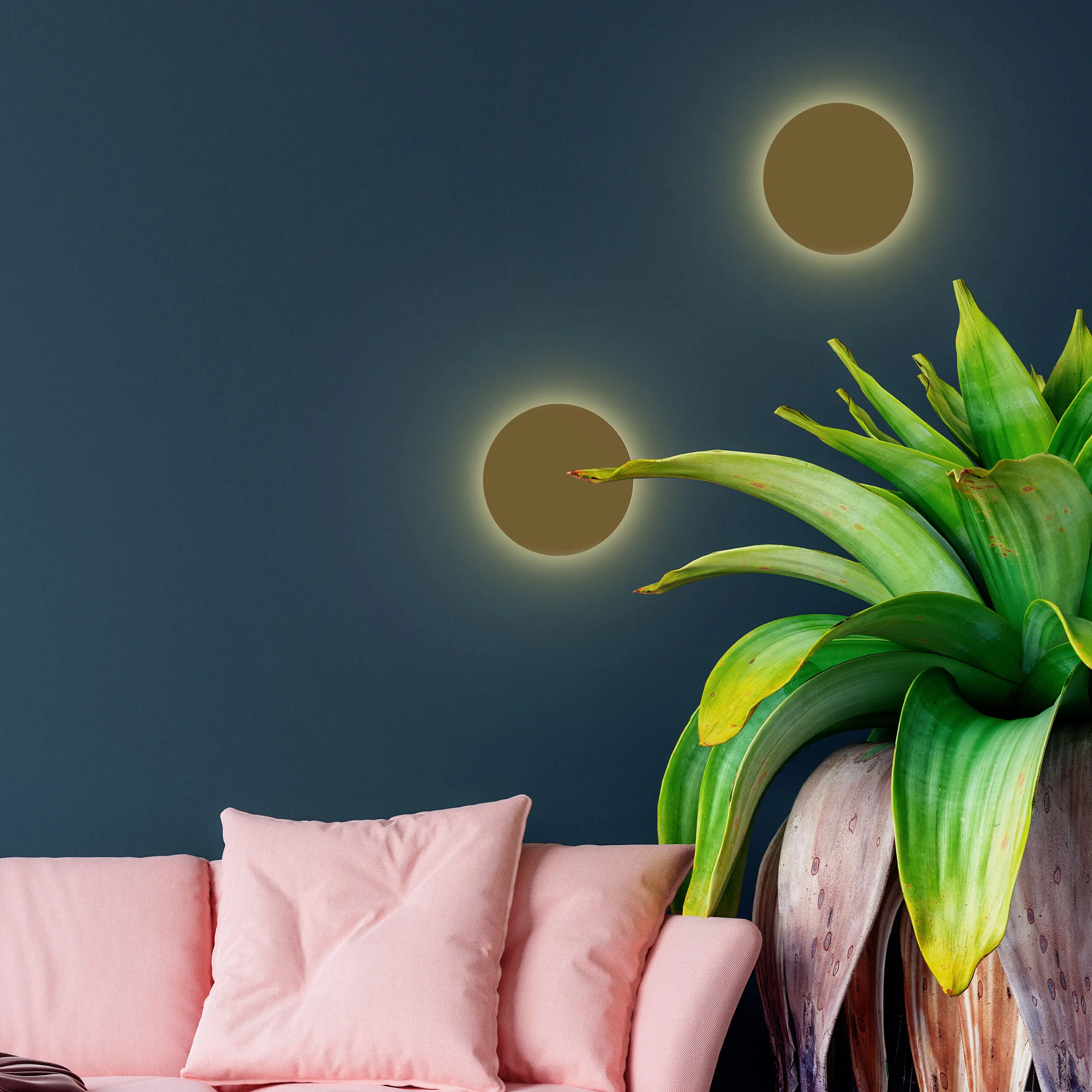 Kinkiet LUNA złoty okrągły 20x4cm - TK_6044