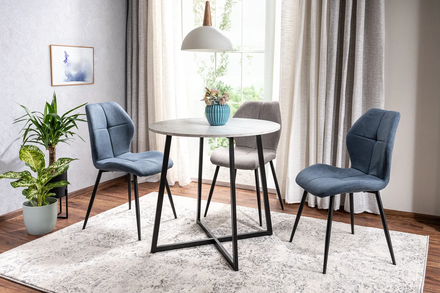 STÓŁ LUNA BIAŁY EFEKT MARMURU/CZARNY FI90 - LUNABMAC