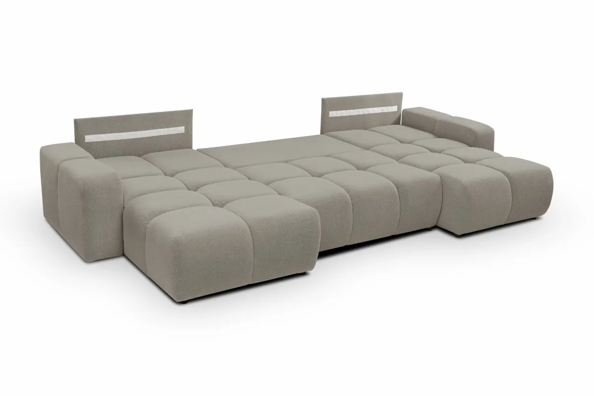 Narożnik rozkładany z pojemnikiem SOHO U CURIO 395 cm pikowany szary - SOHO_NAR_CURIO83_U