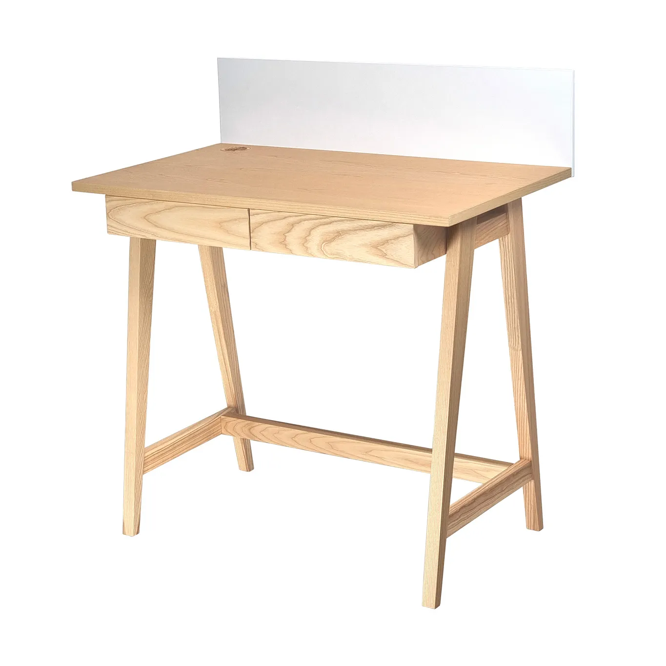 Biurko z szufladami LUKA 110x50 biały panel/naturalny jesion Meble, Tabela, Biurko, Stół do jadalni
