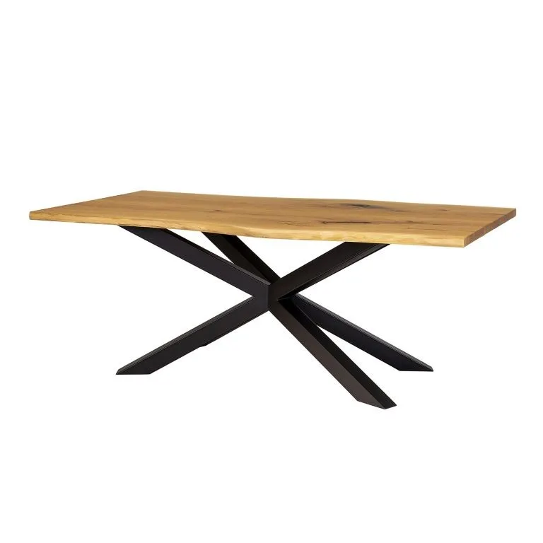 Stół metalowo - dębowy 90x140 ST388 naturalny DREWMAX