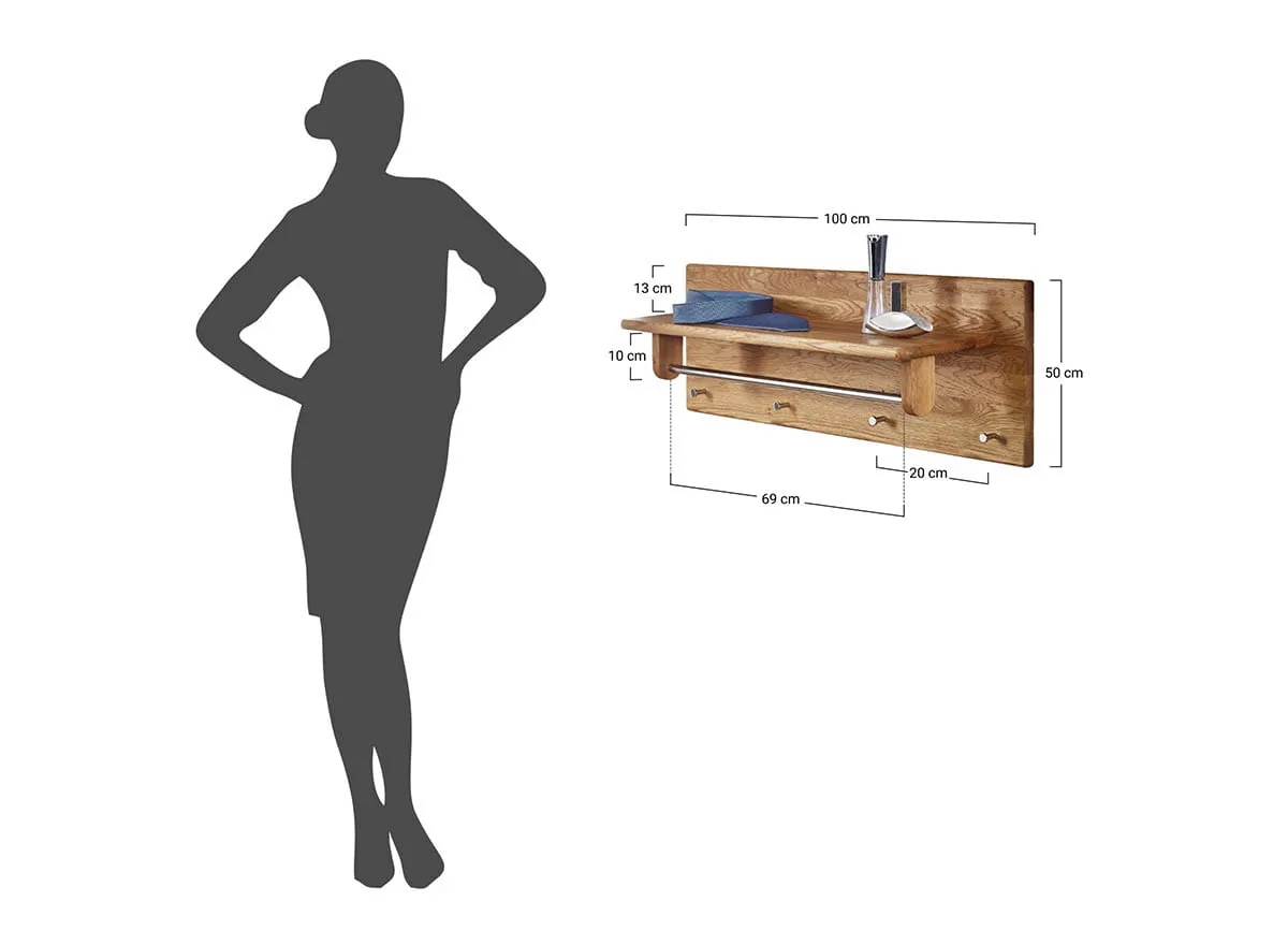 Wieszak dębowy z półką Gialo 50x100x32 cm - 2SGIA07