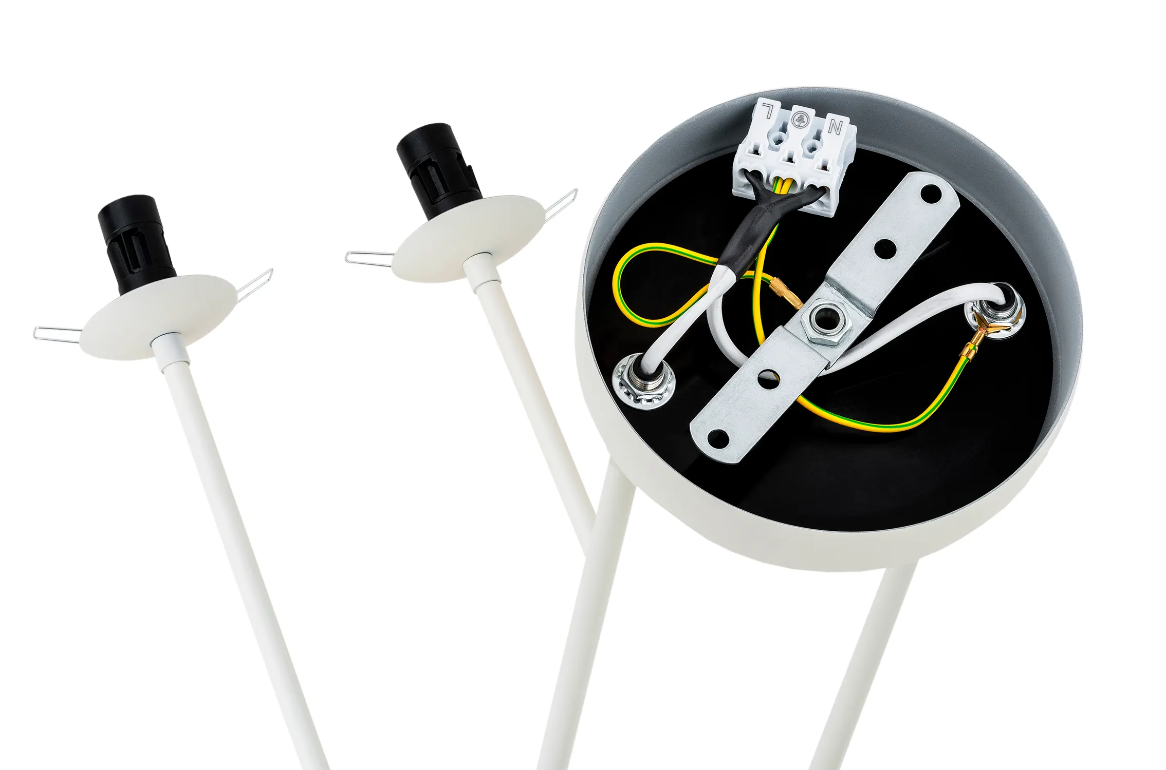 Lampa wisząca ABSOS metalowa biała biało-brązowa marmur regulowana 95x86cm - 1841