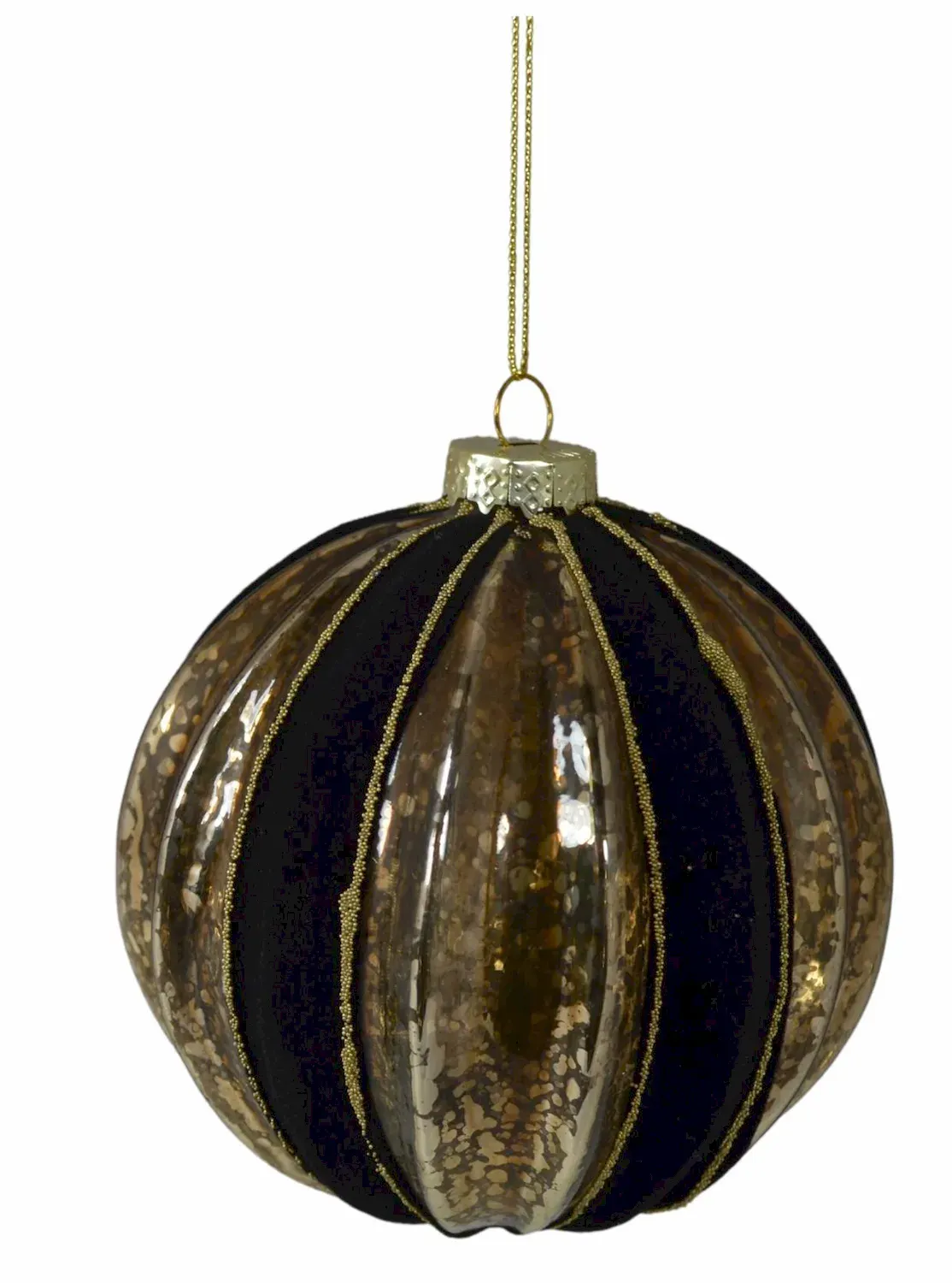 Bombka szklana welurowa CZARNO-ZŁOTA 6535 Bombka szklana welurowa CZARNO-ZŁOTA 6535