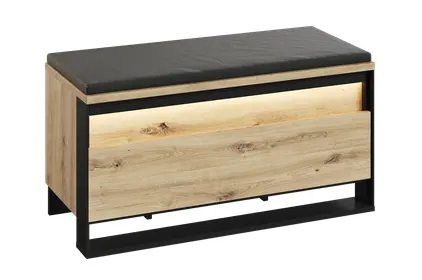 Szafka na buty z unoszonym siedziskiem LED Quant QG-03 dąb artisan/czarna Szafka na buty z unoszonym siedziskiem LED Quant QG-03 dąb artisan/czarna