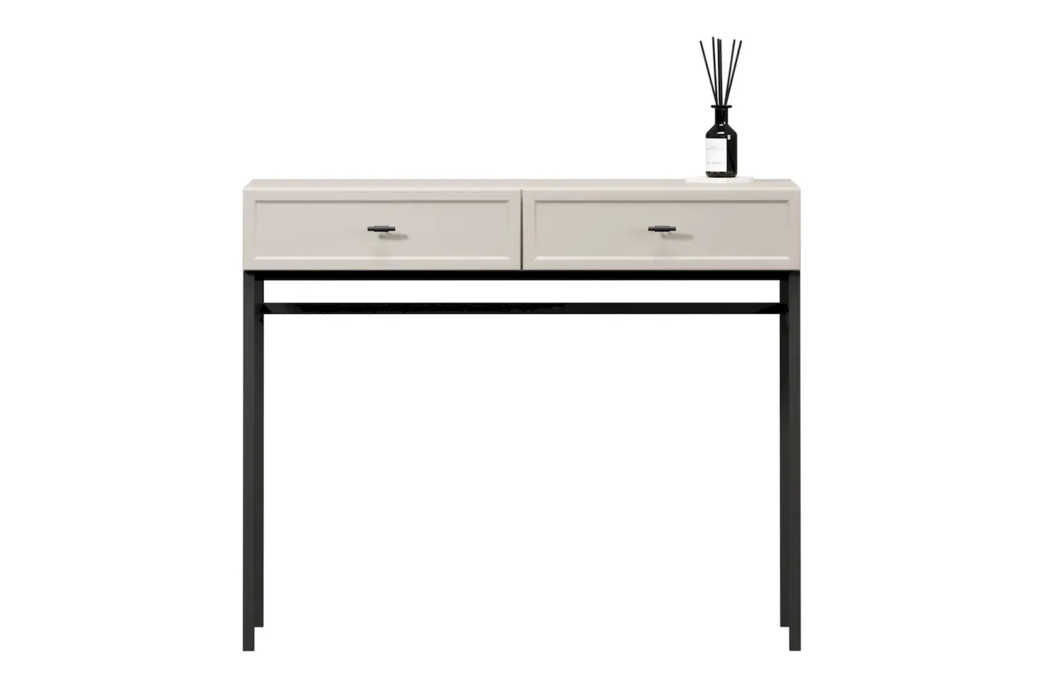 Toaletka z 2 szufladami LORINI 100 - cashmere uchwyt T-bar czarny stelaż czarny - B_166704