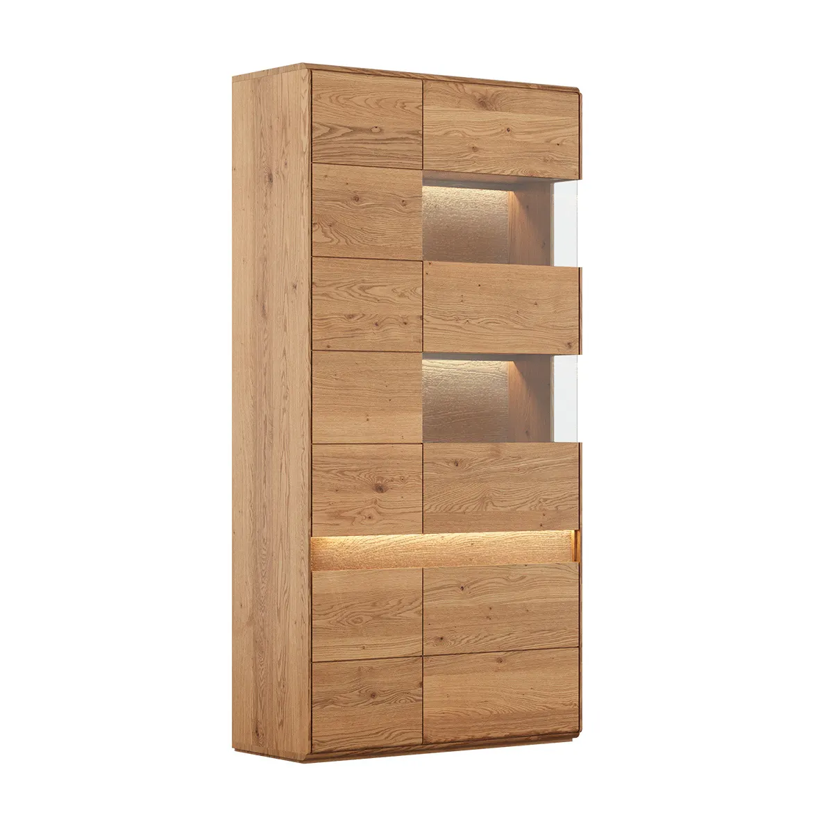 Witryna drewniana szklana DIVISIONE oświetleniem prawa dąb olejowany