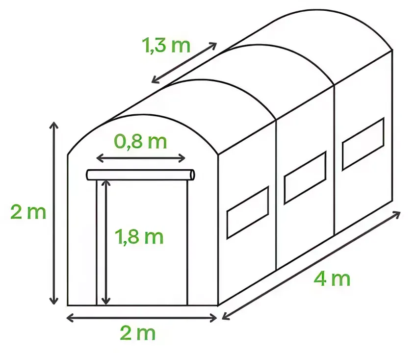 Tunel foliowy CULTIVO 2x4x2m (8m2) 3 sekcje biały - FG001386