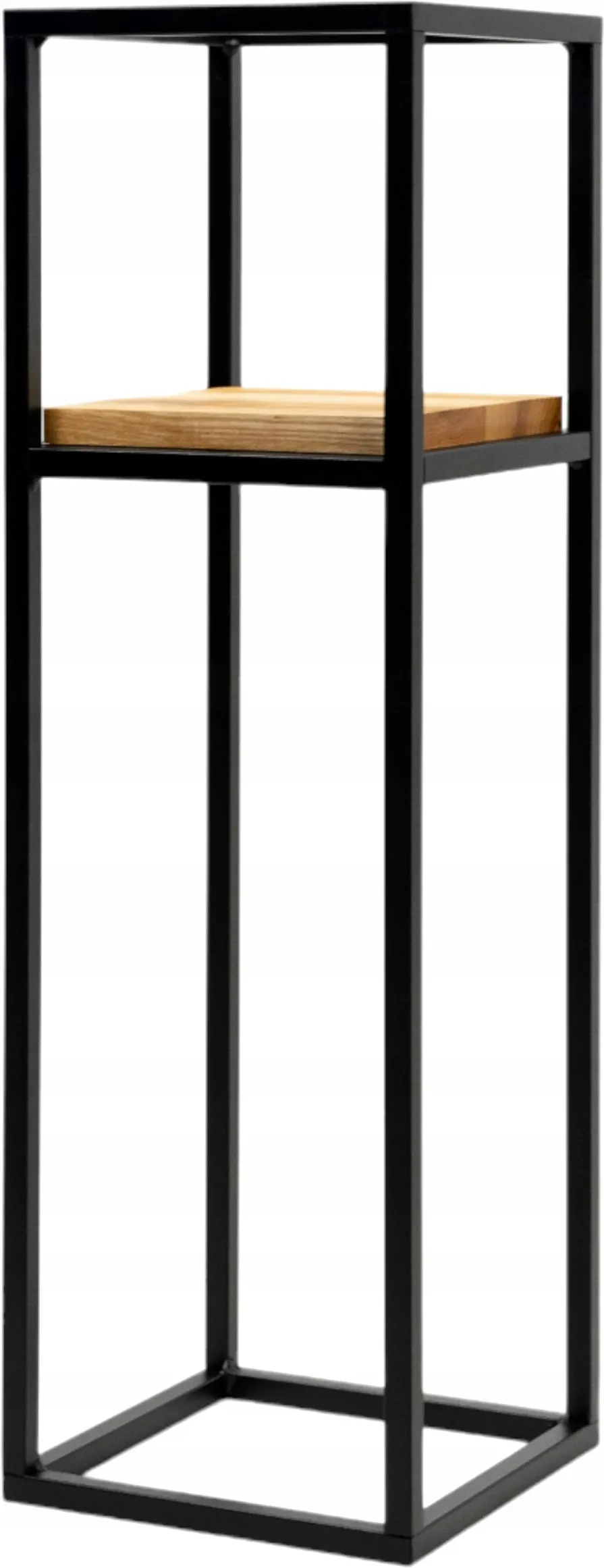 Kwietnik stojący ANET M metal drewno czarny naturalny - LD_TZ000173