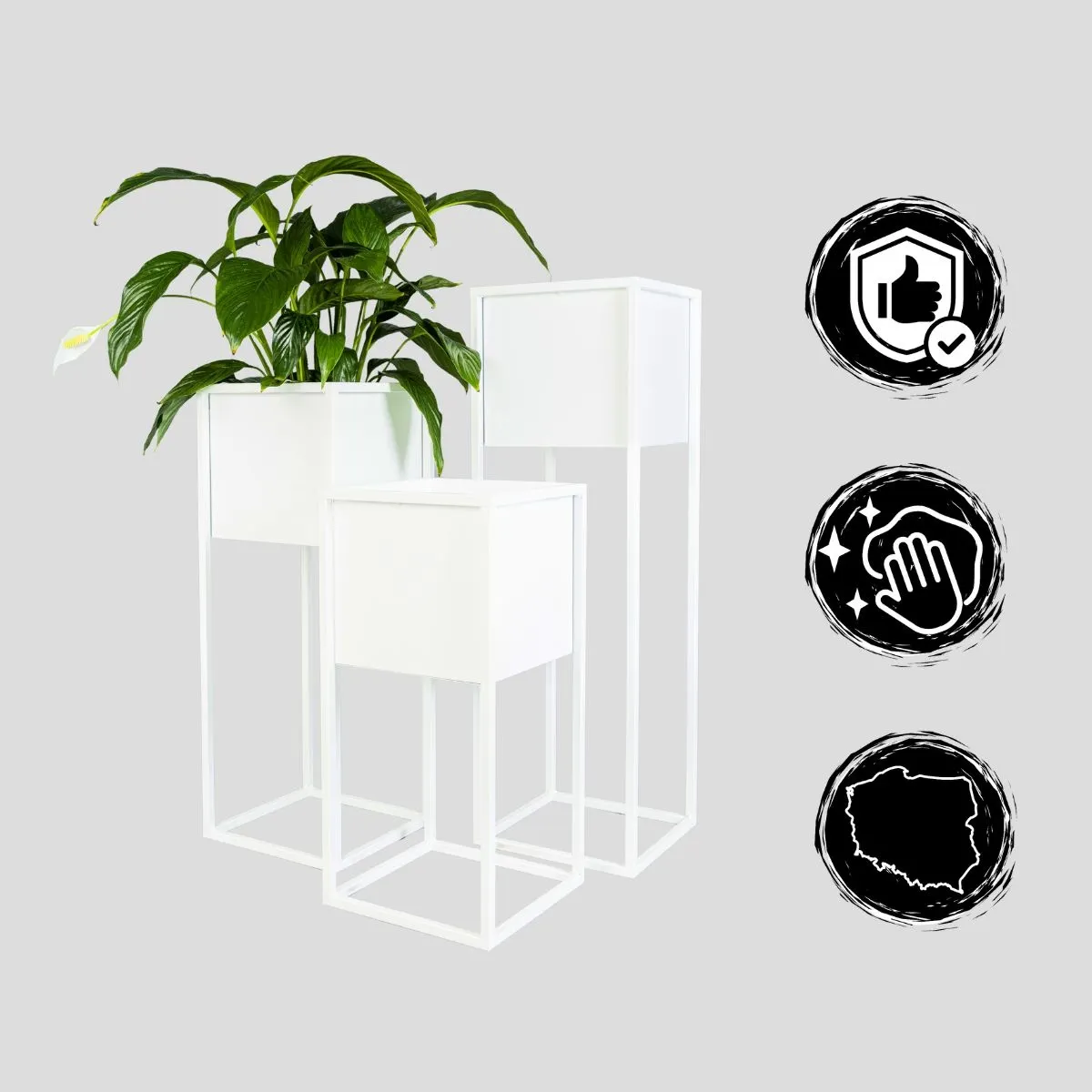 DONICZKA-osłonka na donice metalowa MONACO L biała - LD_TZ000107