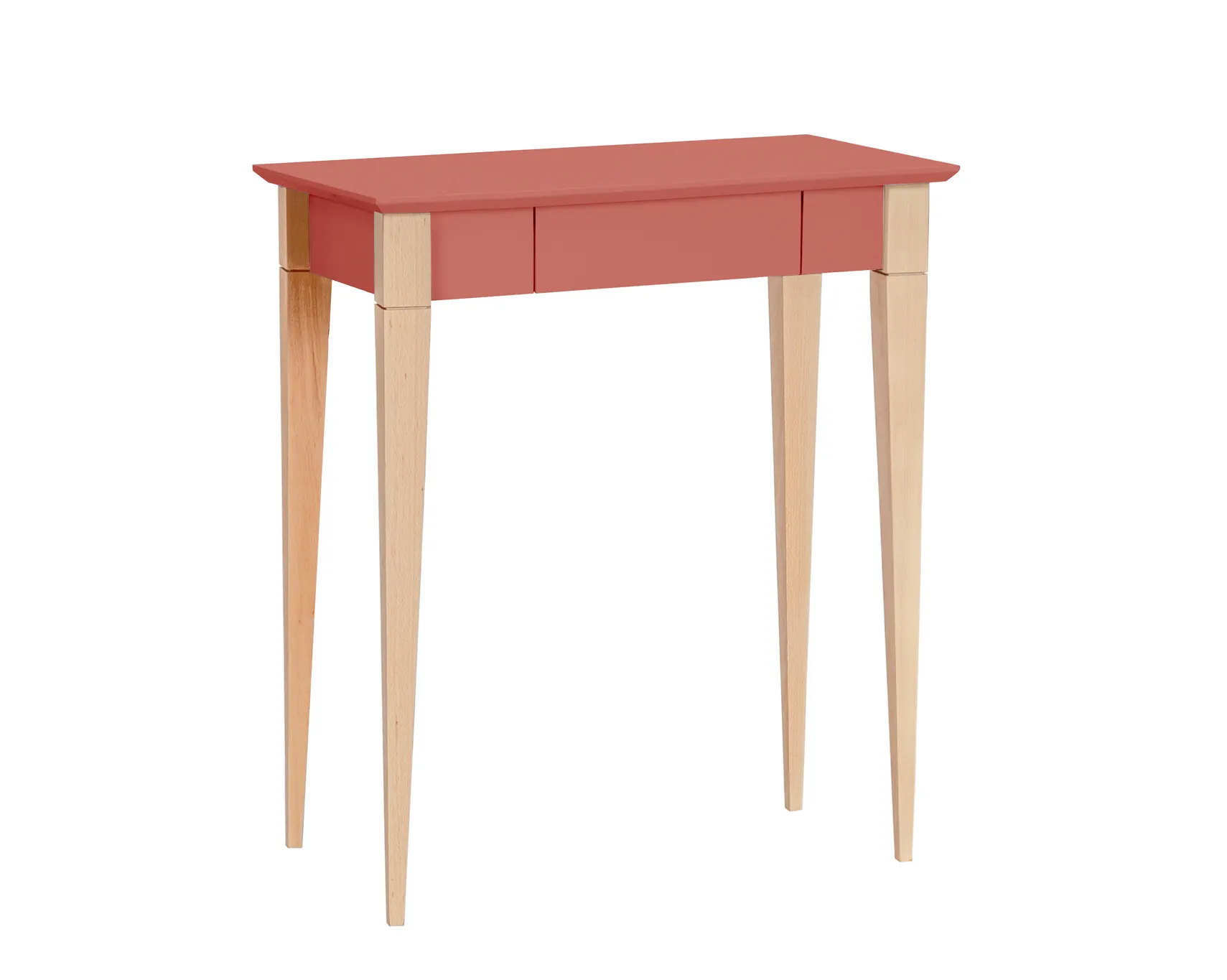 Biurko z szufladą MIMO 65x40 koralowy blat/drewniane nogi