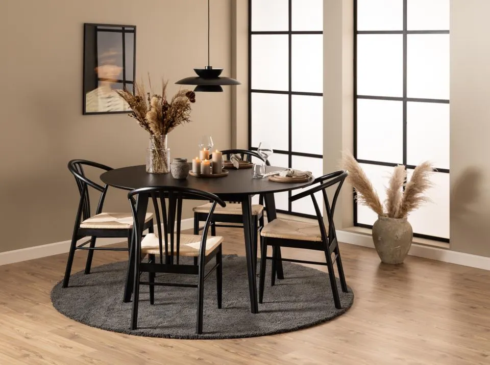 Krzesła drewniane COUNTRY 2 sztuki ciemny dąb/beżowa plecionka - 0000101882