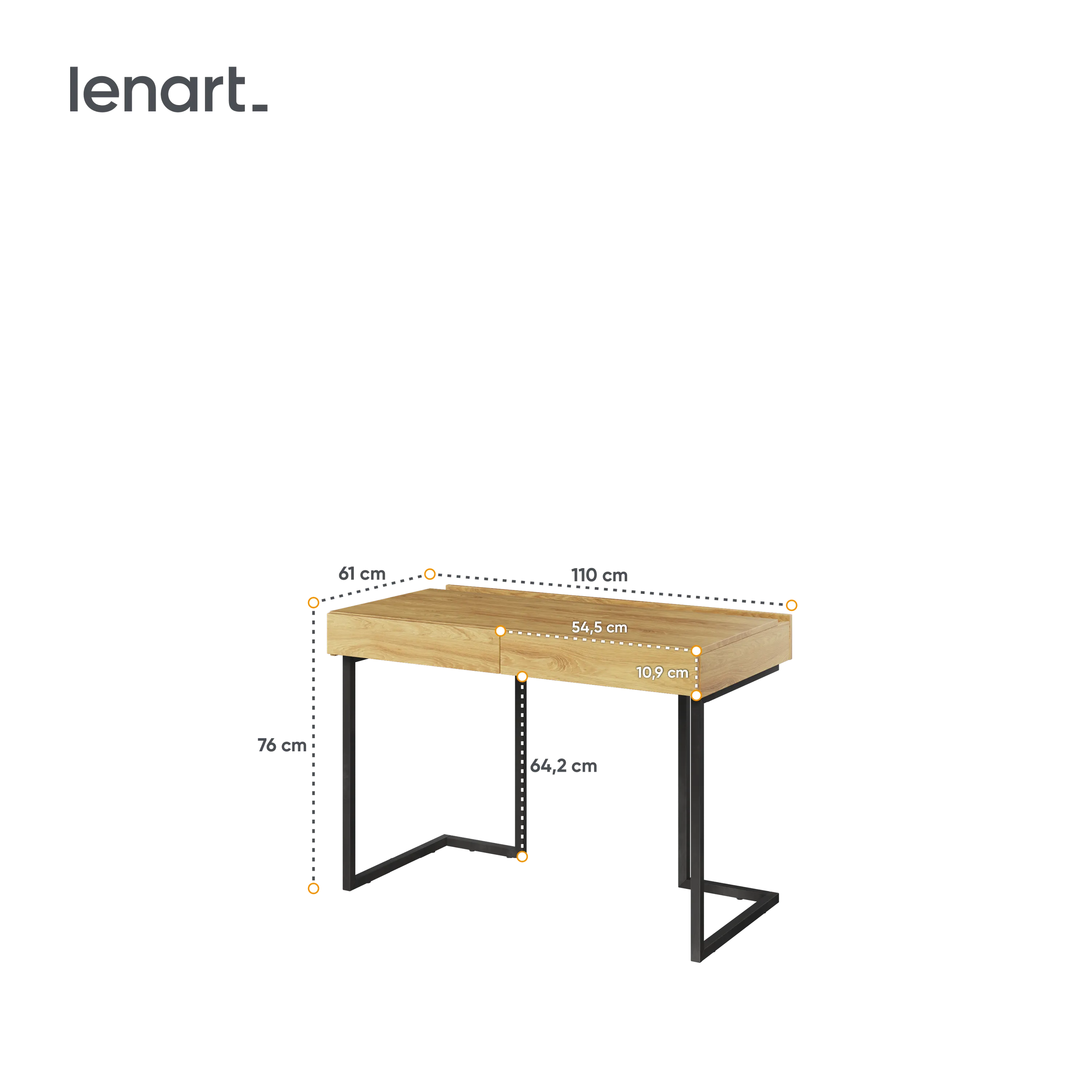 Biurko wolnostojące Teen Flex TF-06+TF-15 hikora naturalna/surowa stal - TF615HRS