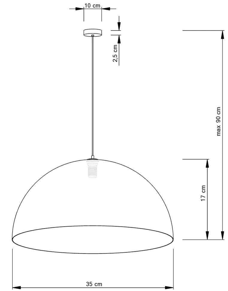Lampa wisząca SFERA 35 czarno-miedziana - SI_30144