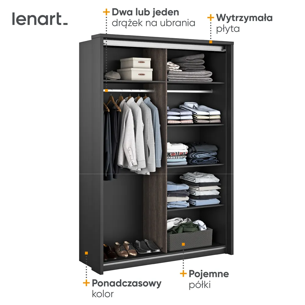 Szafa 2-drzwiowa ARTI AR-21 160cm czarny/wenge mali - AR21CWM